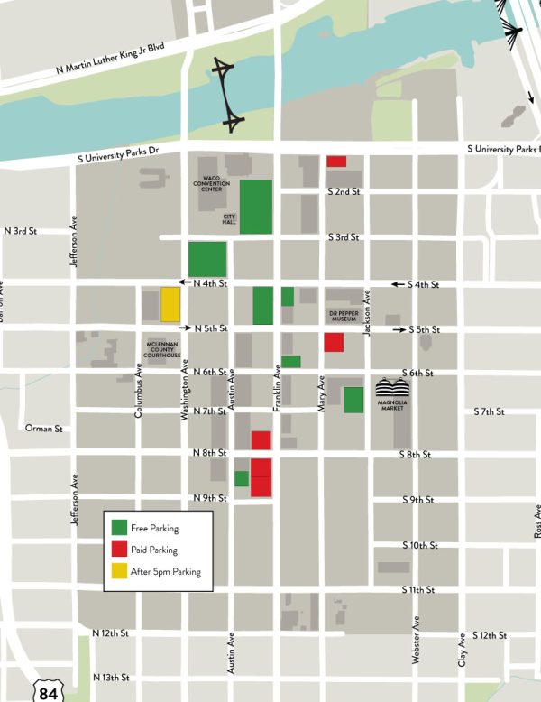 1st Friday Waco, Texas Parking Map